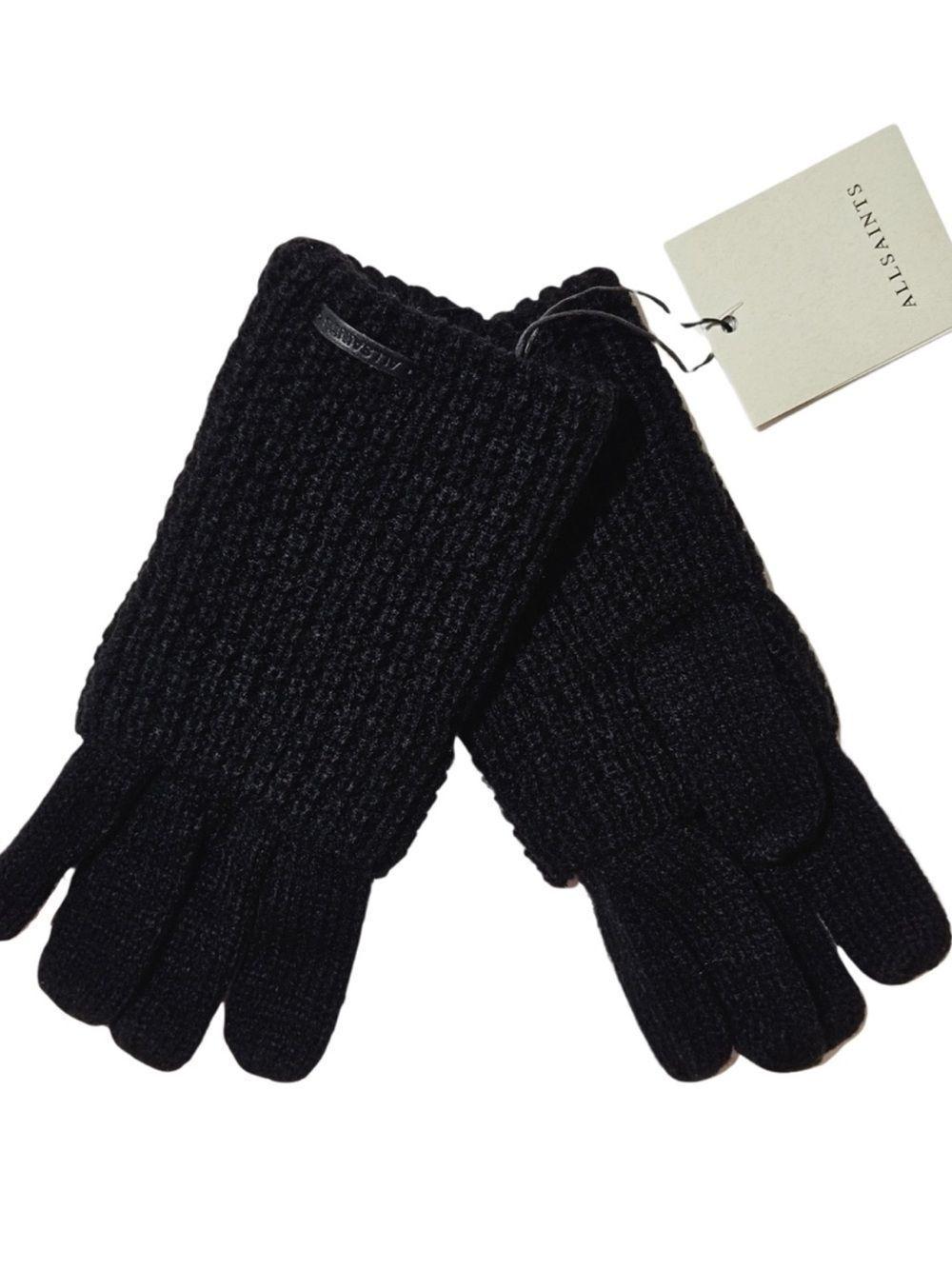 A11 Saints Mixed Stitch Knit Glove Black Wool Blend Outdoor Winter Streetwear